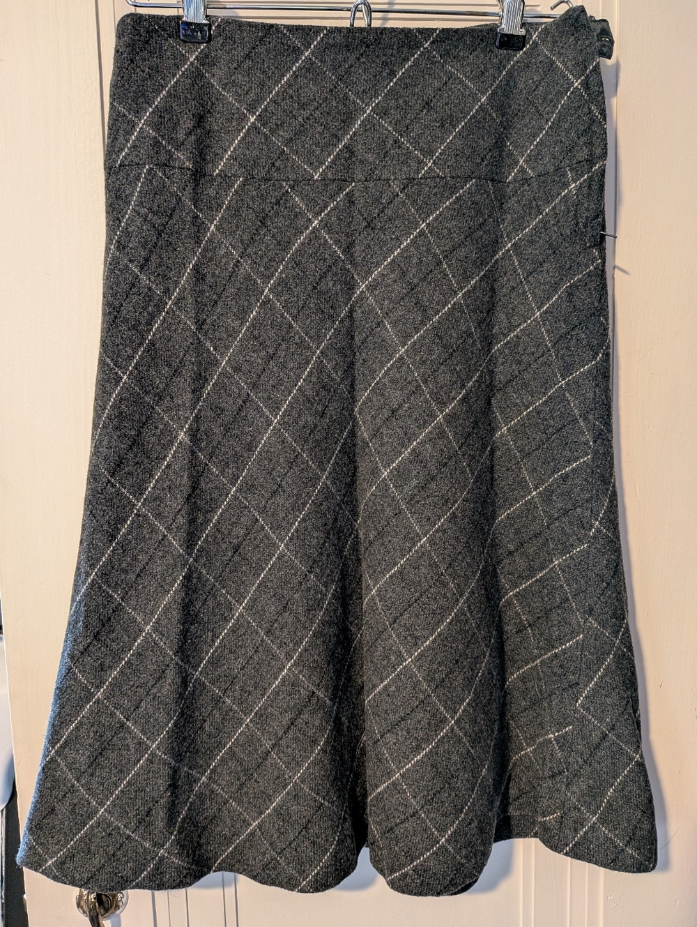 H&M Grey Plaid Wool Blend A-line Skirt